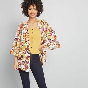 Modcloth Floral Bell Sleeves Kimono Size L/XL
